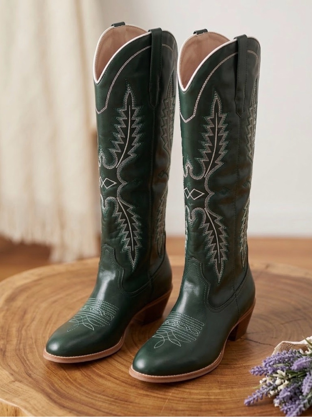 High Texas Western Embroidered Cowboy Boots - Teal
